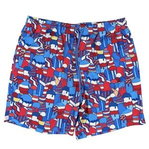 Rsvlts Board Shorts Sz M Red White Blue Ice Cream Unlined Swim Trunks EUC